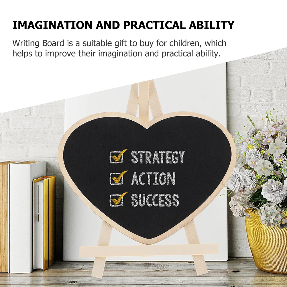 

3Pcs Vertical Chalkboard Hearts Small Chalkboard Desktop Reusable Writing Board Creative Drawing Message Sign