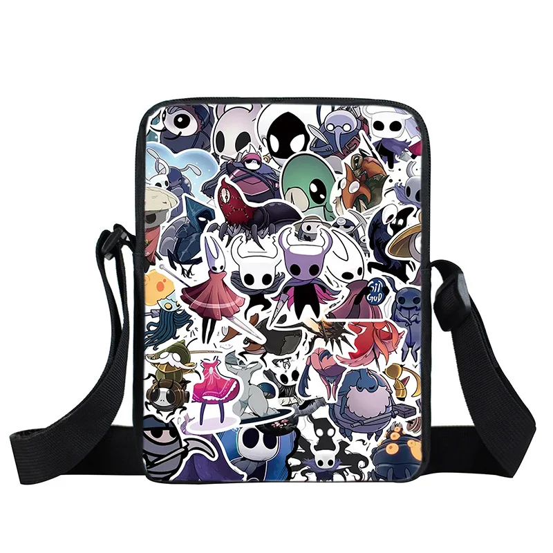 Cartoon Hollow Knight Print HandBags Boys Shoulder Bags Nylon Crossbody Bag Messenger Bag Coin Purse Waterproof Kids Bags Gift