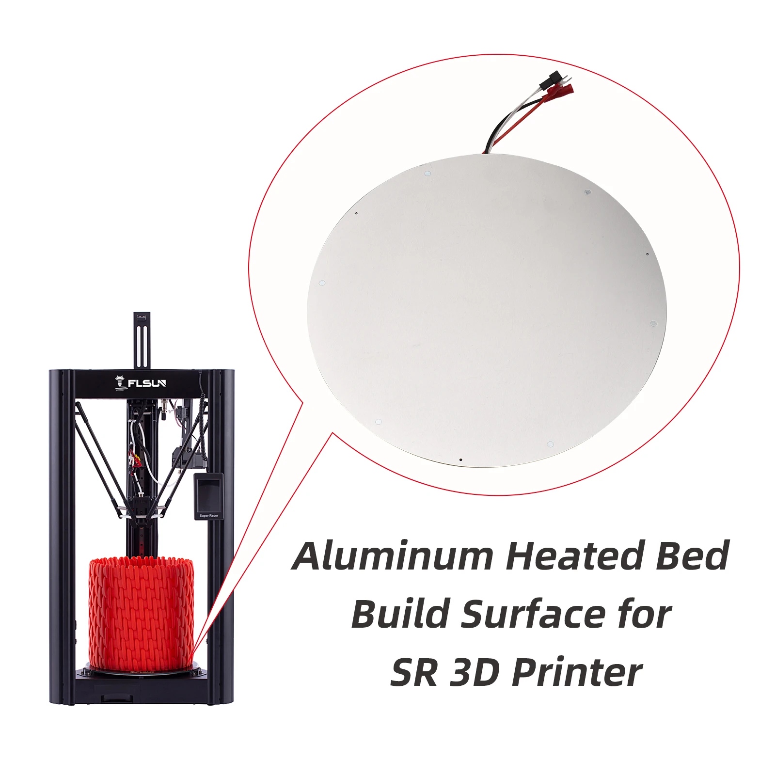 FLSUN Delta 3D Printer Part Super Racer Hot Bed Kit SR Plate Heatbed Board Platform Accessories Replacement