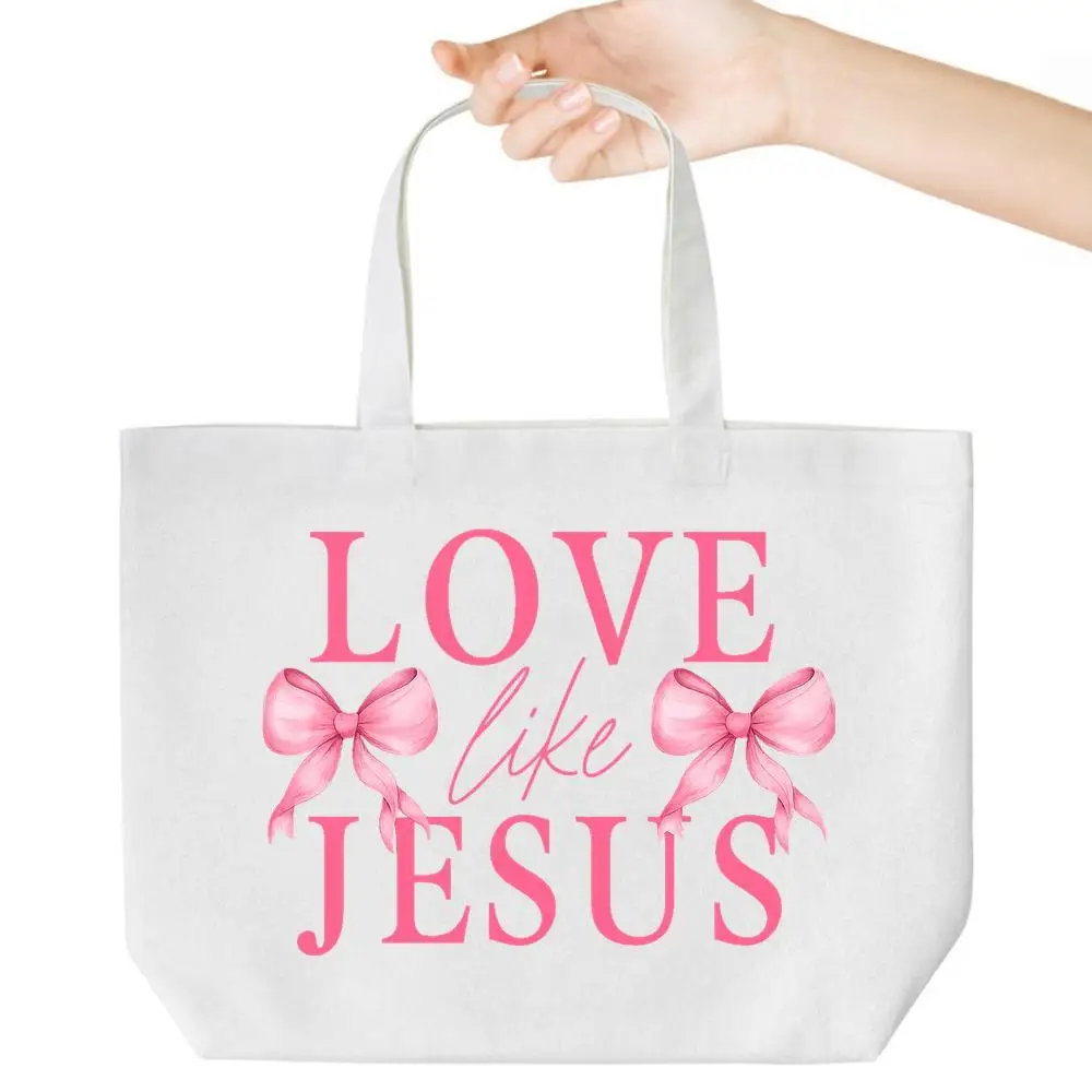 

Розовая большая сумка Иисуса. Христианский дизайн для церкви, школы и работы. Стильный веный аксессуар.
