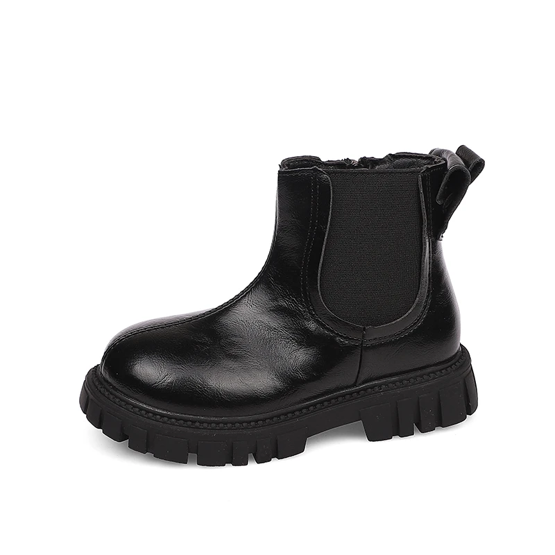 الفتيات الأحذية الجلدية بلون الكورية نمط الاطفال أحذية بوت قصيرة أصابع مستديرة 2025 شتاء جديد الأطفال الأميرة الأحذية سستة عدم الانزلاق #6