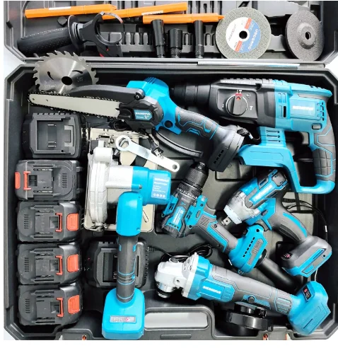 6-piece set of rechargeable lithium electric hammer angle grinder cutting machine, electric drill, electric wrench cutting machi