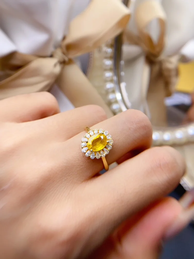 Natural Yellow Sapphire Rings for women silver 925 jewelry luxury gem stones 18k gold plated free shiping items