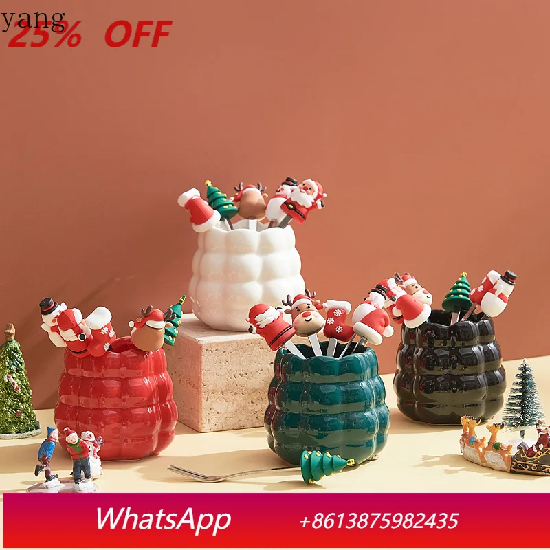 

LMM household desktop ornament high-value ceramic fork and spoon storage tank housewarming gift