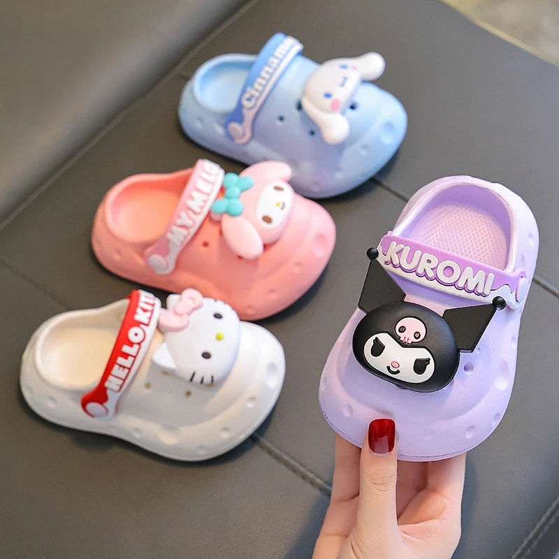 

Детские тапочки, модная летняя обувь из ЭВА с героями мультфильмов для детей, нескользящие мягкие домашние тапочки на толстой подошве, синие, розовые, размер 150-200