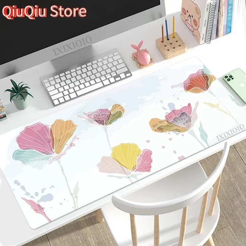 Minimalistische Kunst, abstrakte Blume, Mauspad, Gamer XL, großes Mauspad für Zuhause, XXL-Mauspads, Büro, rutschfestes Desktop-Mauspad, Tischmatte
