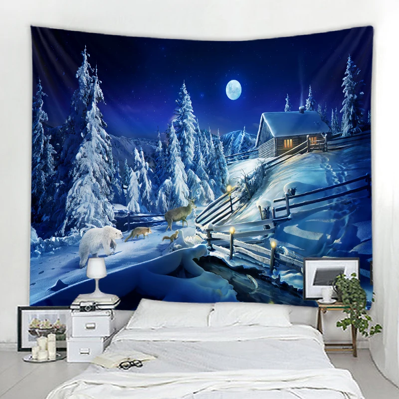 Christmas snowflake decoration tapestry  atmosphere background  home room   