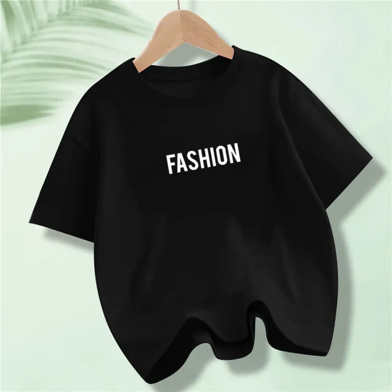 Fashion Letter Printed Boy's T-shirt Summer Loose Casual Short Sleeved Round neck Top Hot Selling Street Kids Clothing