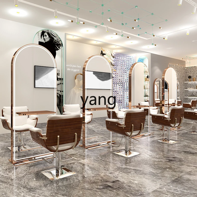 LTT Internet celebrity barber shop mirror table hair salon special floor mirror wall hanging stainless steel