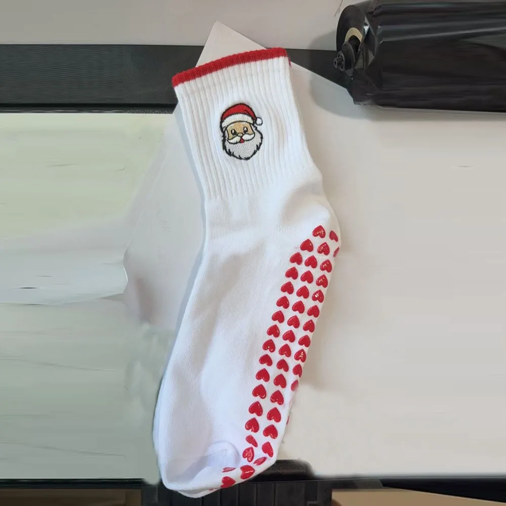 

Новые хлопковые носки для пилатеса, дышащие носки Harajuku Street с вышивкой вишни, повседневные нескользящие носки средней длины