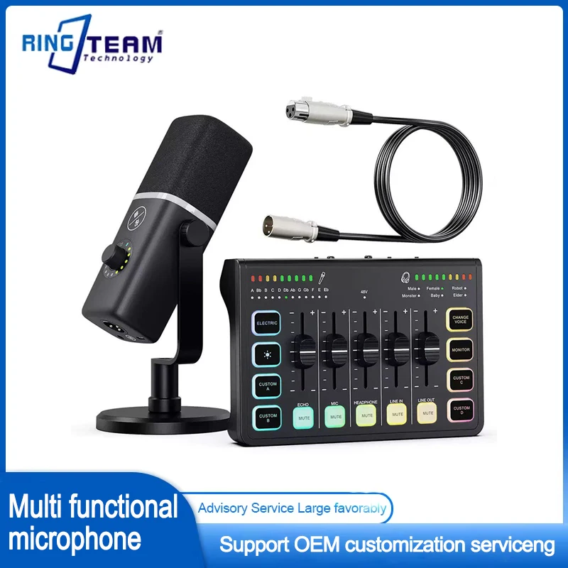 

RGB Gaming Microphone pro with One Touch Mute USB-C XLR 3.5mm Monitor Jack Studio Condenser Mic for Streamer Computer
