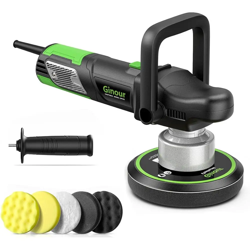 

Buffer Polisher, 6 inch Dual Action Buffer for Car Detailing, Variable Speed Random Orbital Car Buffer with 2 Handles, 5 Buffer