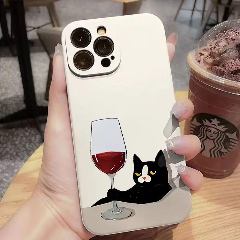 

Creative Cute Cat Pattern Phone Case For iPhone 17 16 15 14 13 12 11 Pro Max XS XR X 7 8 Plus 16E 17 Air 13 Mini Silicone Cover