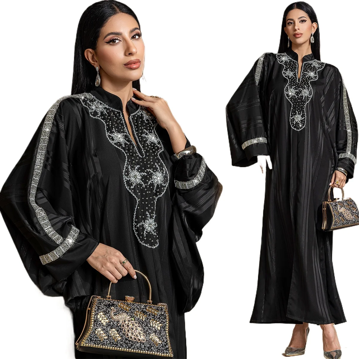 

Hot selling Abaya fashion high-end woven gold bead sleeveless dress for summer 2026