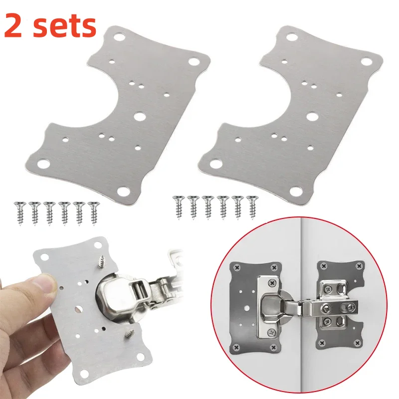 2 pcs hinge repair kit,Furniture Hinges Mounting Tools,Applicable to Kitchen Cupboard Door cabinet doors, etc,Fixing Plate Home
