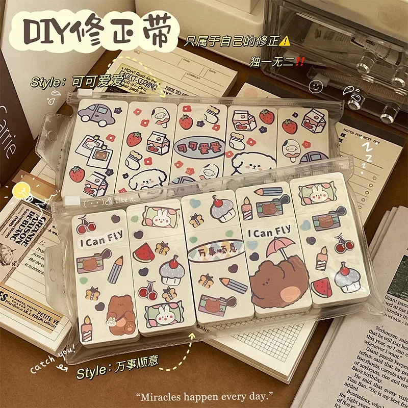 

5 шт./компл. INS корейская модная корректирующая лента с наклейкой милый мультфильм аниме канцелярские принадлежности гелевая ручка корректирующая лента студенческие принадлежности