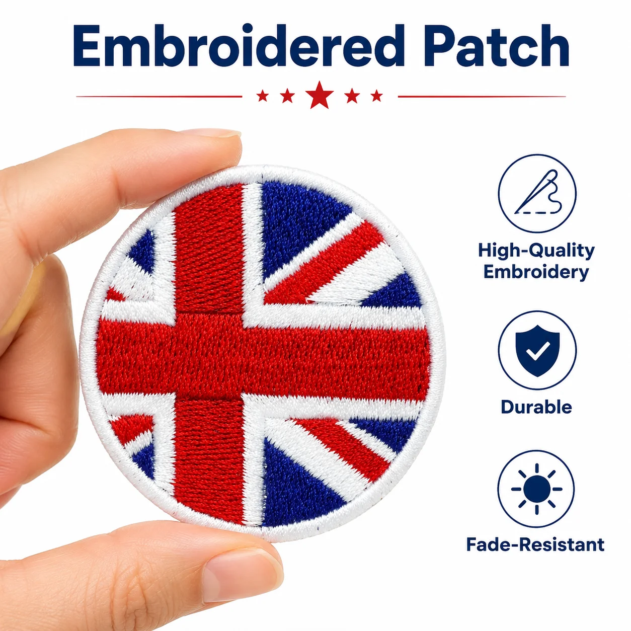 United Kingdom Flag Embroidered Patch Patriotic Decoration Morale Badge Hook and Loop for Clothes Backpacks Hats & Everything