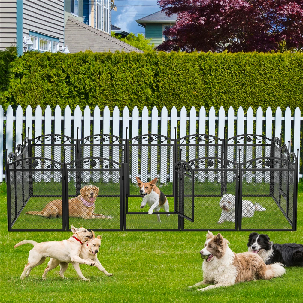 

8 Panels Metal Dog Playpen with Fertility Mat and Gate Foldable Heavy Duty Pet Whelping Box Exercise Fence Cage Kennnels