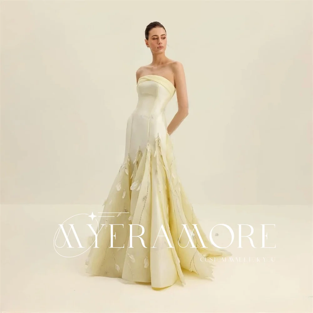 

2025 New Fashion Feather Evening Dresses For Women Prom Dress Sexy Sleeveless Backless A-line Draped فساتين سهرة Custo