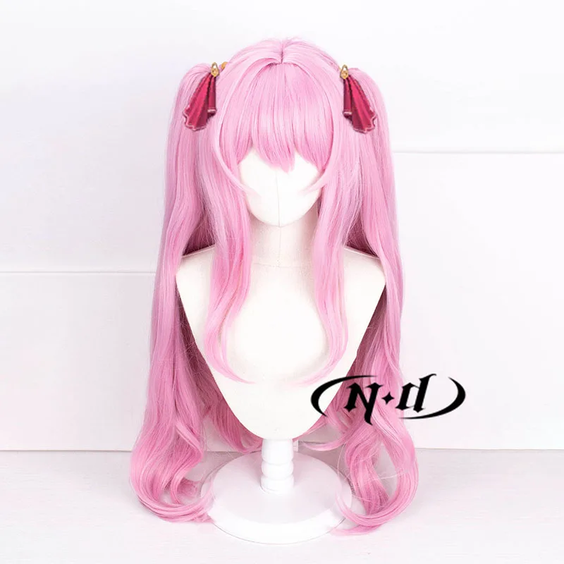 Nd yuni cosplay perucas nikke deusa da vitória cosplay longo rosa perucas de cabelo sintético resistente ao calor para jogo comic con coser
