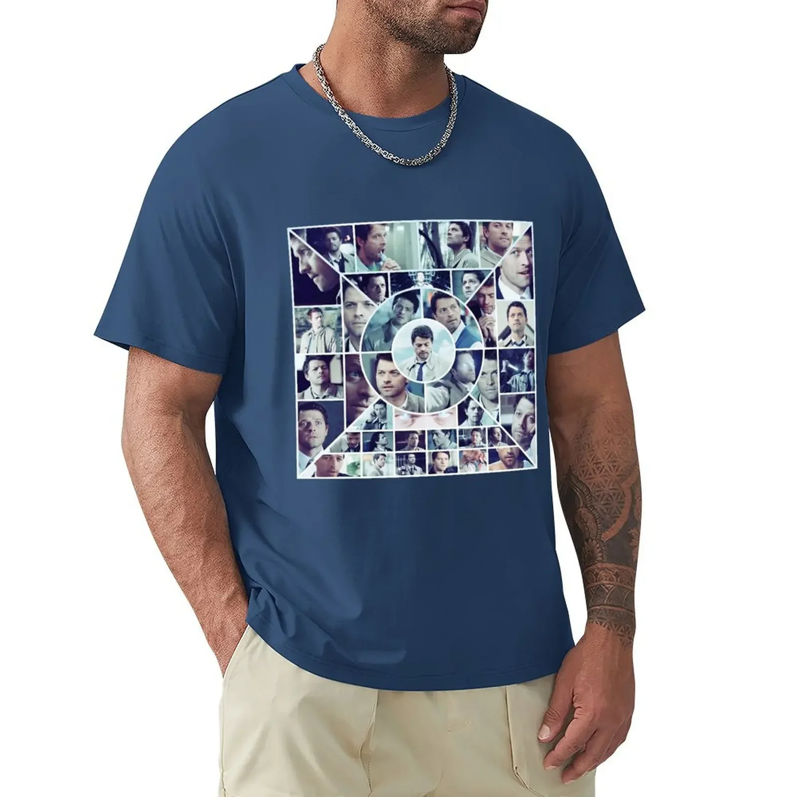 Castiel Collage T-Shirt Short sleeve tee hippie clothes mens shirts graphic tee