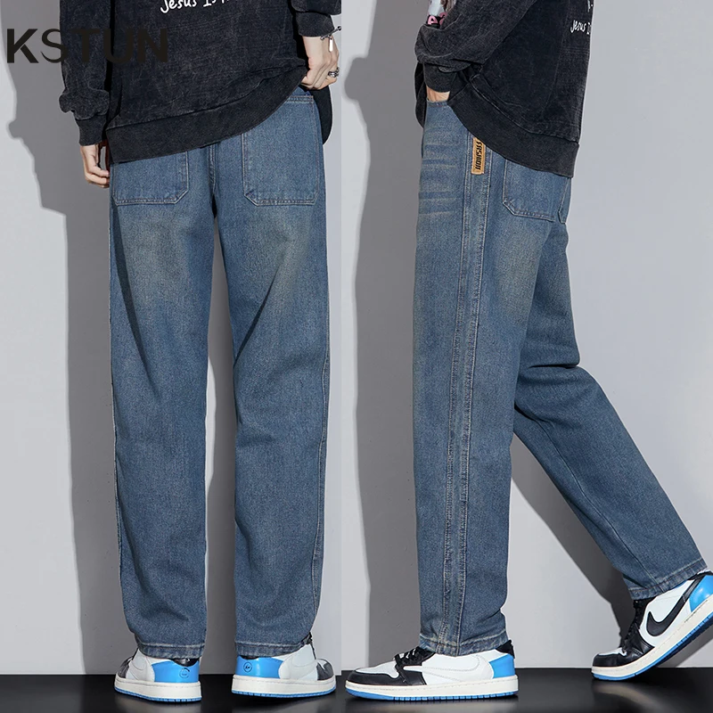 

KSTUN 2025 весна-лето мужские джинсы прямого кроя стандартной посадки уличная одежда джинсовые брюки синие брюки для мужчин
