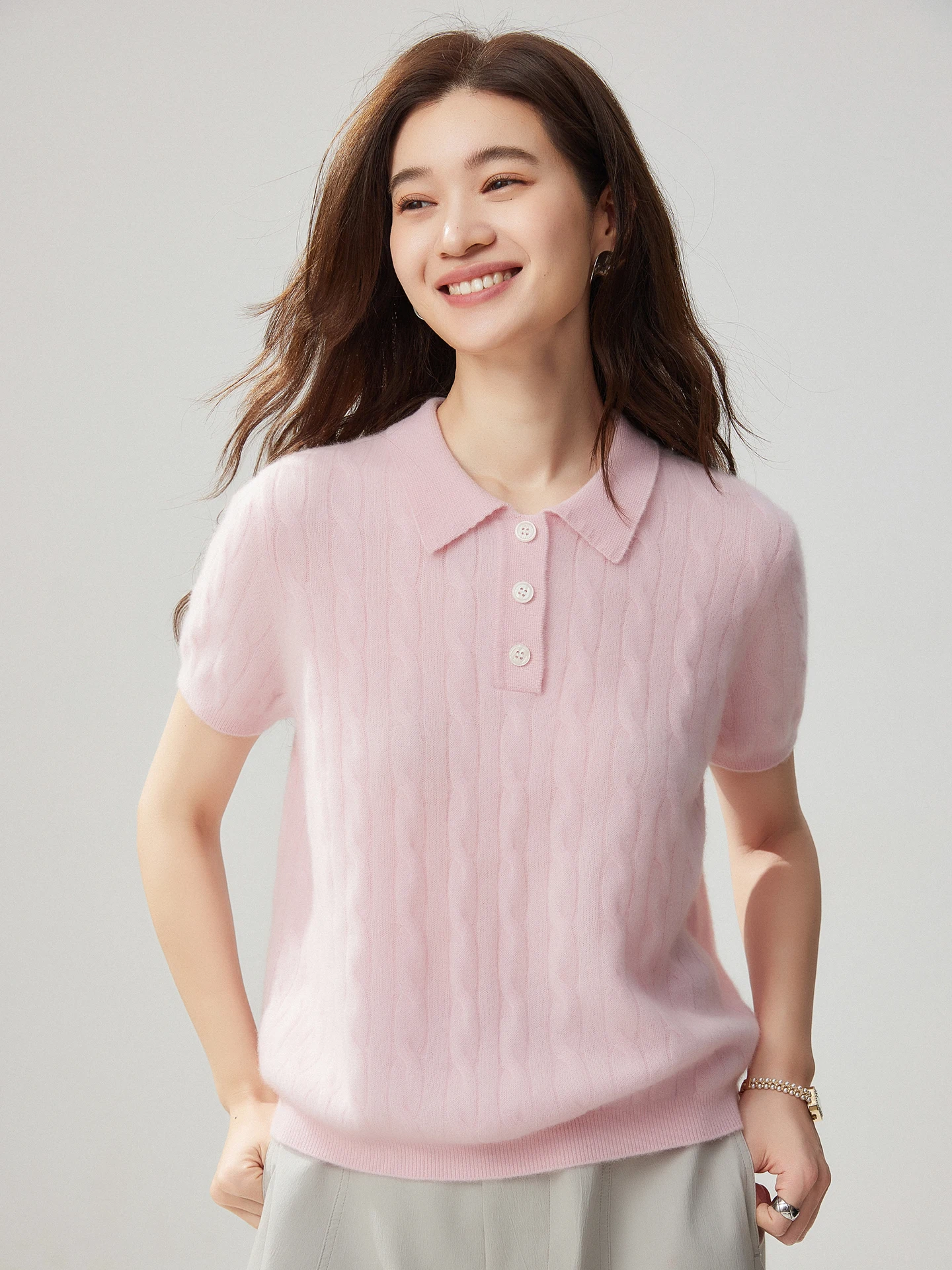 Elegant 100% Pure Cashmere Women Sweater Autumn Winter Cable Knit Pullover Half Sleeve T-Shirts Cozy Clothing Tops Female Jumper