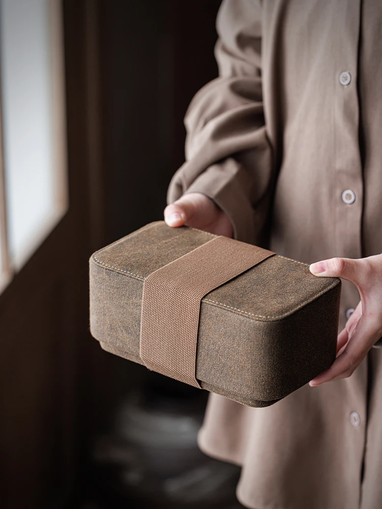 2026 New Portable Tea Set Storage Bag Retro Tea Ceremony Bag Outdoors Carrying Case Wabi-Sabi Style Tea Pot Cloth Bag