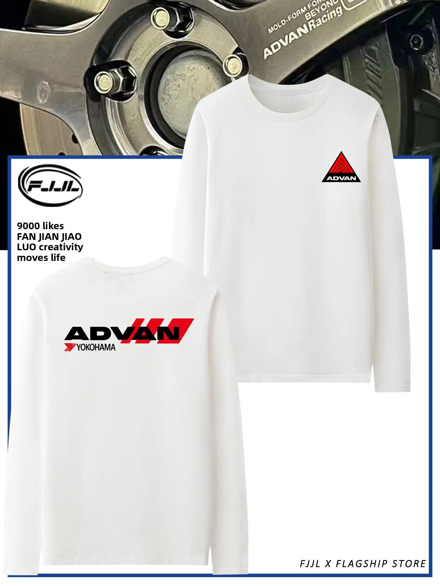 

Yokohama Advan GT Collaborative Long Sve Men's T-irt Workwear Base Layer irt Polyester Fiber Printed Casual Tee
