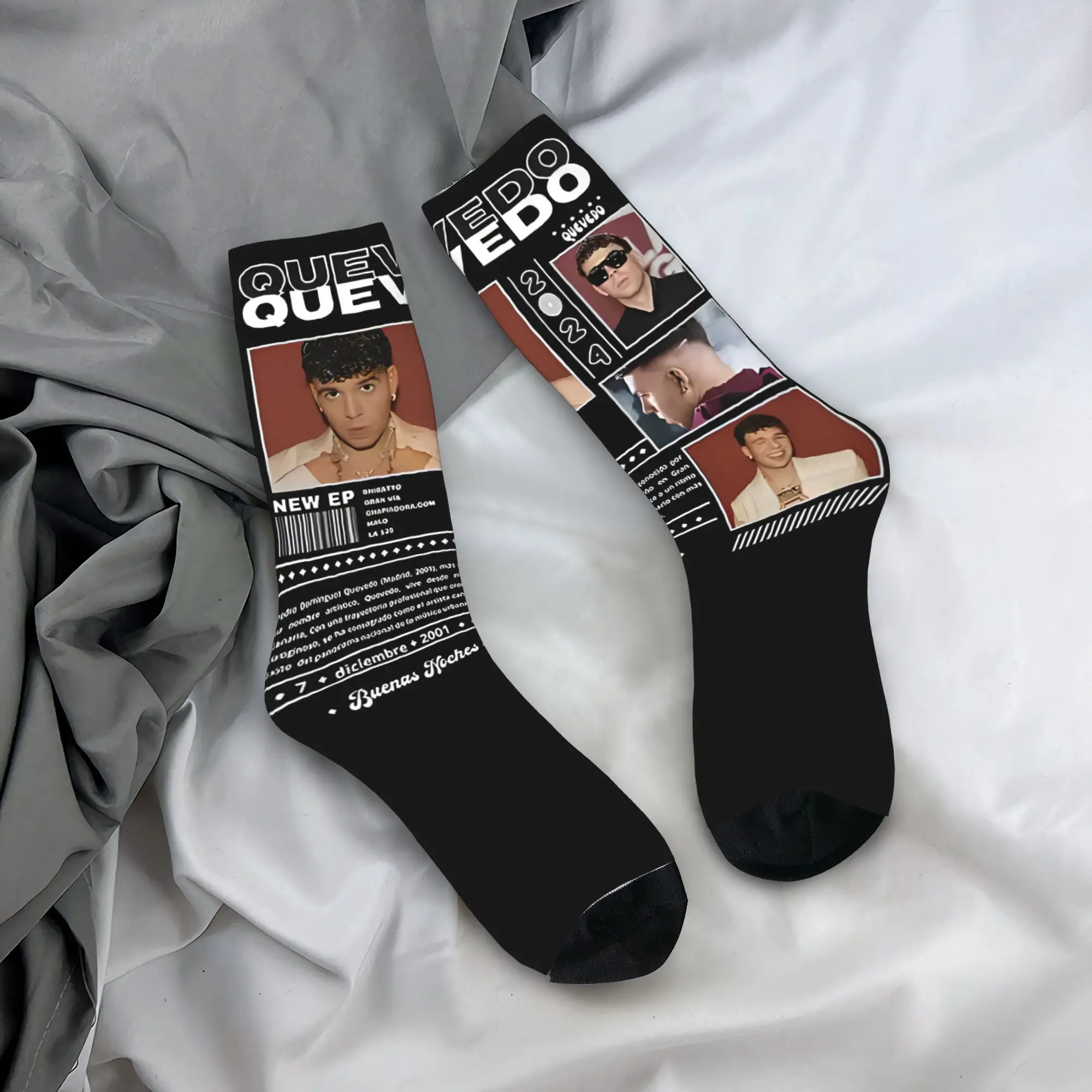 

Носки QUEVEDO Tour 2025, чулки на заказ, мужские носки против пота, дышащие зимние готические спортивные носки на открытом воздухе