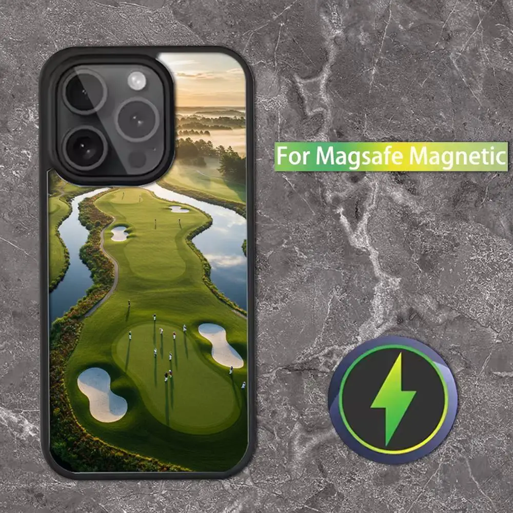 Custodia per telefono Sport Golf Ball per iPhone 16,15,14,13,12,11,Pro,Max,Plus,Mini,SE Magsafe Ricarica wireless magnetica