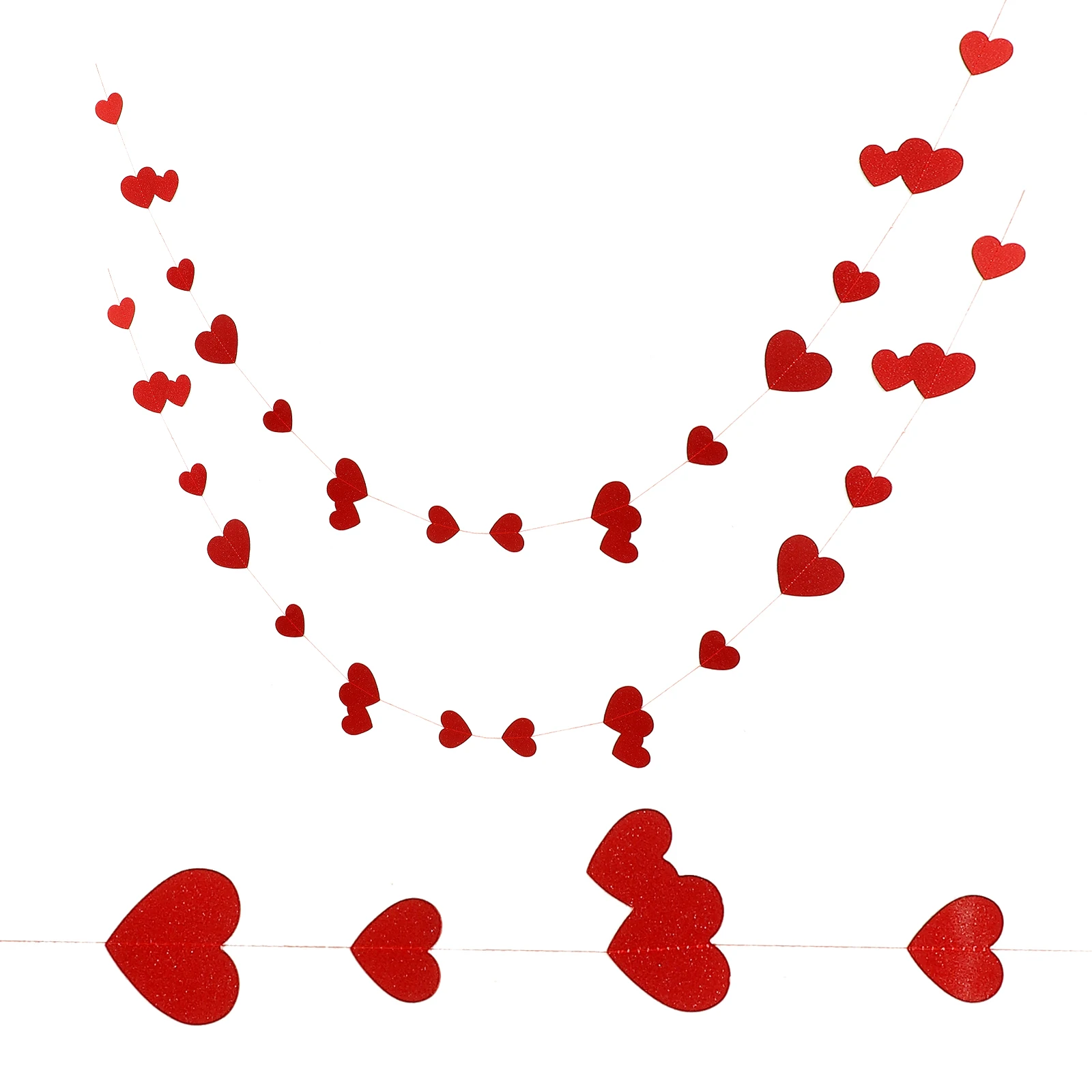 

Valentine's Day Heart String Pendant Glitter Paper Adorn Party Decoration Valentine's Day Adorn Wedding Party Hanging Pendant