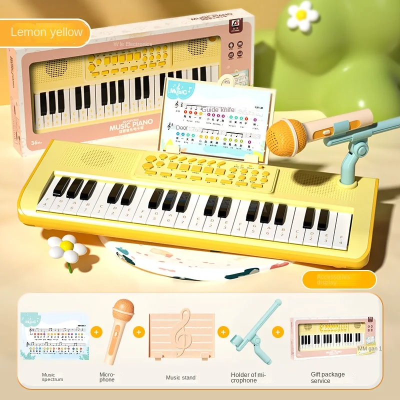 37 Key Multifunction Electronic Piano Childrens Toy Microphone Beginner Home Little Girl Controlador Midi Musical Instrument