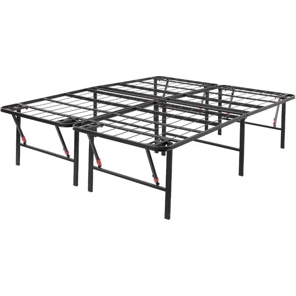 Basics Foldable Metal Platform Bed Frame with Tool Free Setup, 18 Inches High, Sturdy Steel Frame, No Box Spring Needed,