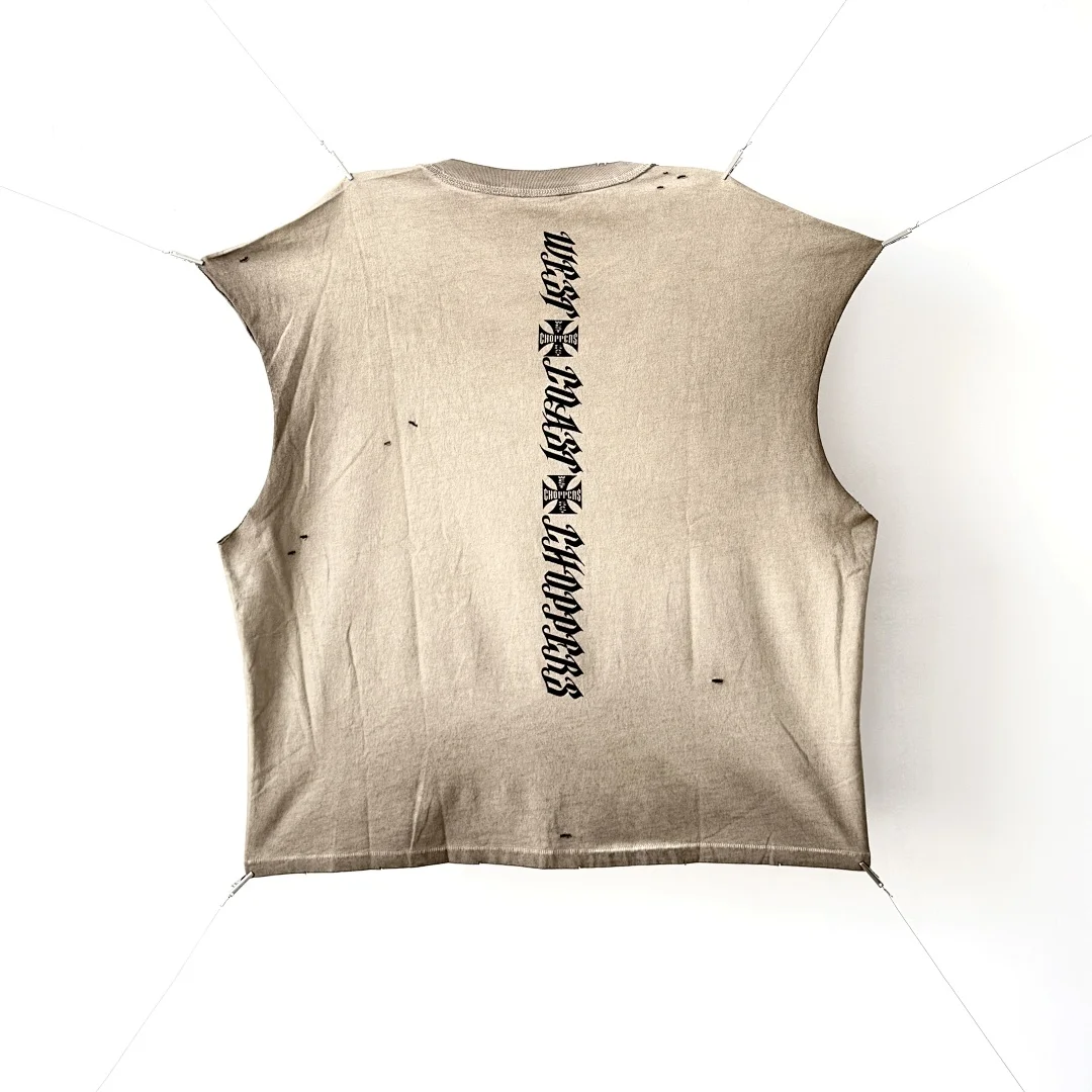 2026 Saint x West Coast Logo Printed Women Men Tank Vest T shirts tees Hiphop Oversized Men Casual Cotton T shirt Distressed