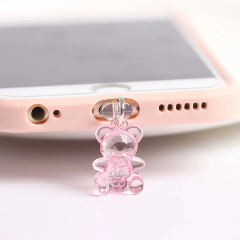 Cute Bear Phone Dust Plug Pendant Decoration Phone Accessories For IPhone For Samsung Type-C Charging Hole Dust Stopper