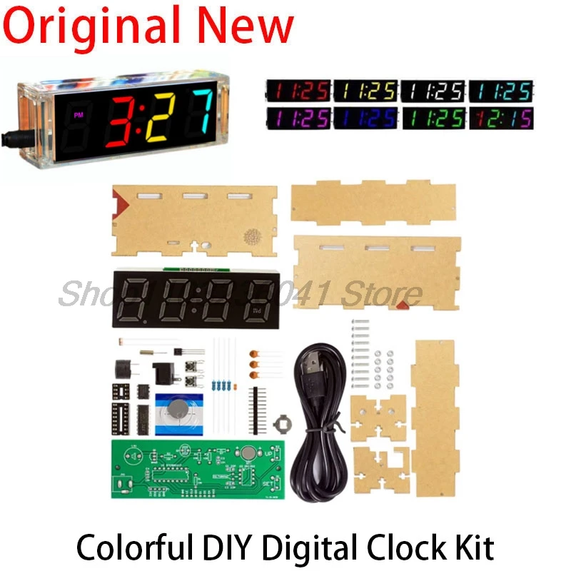 الملونة DIY ساعة رقمية عدة عرض تاريخ الأسبوع درجة الحرارة إنذار لحام مشروع التعلم ممارسة لحام لتقوم بها بنفسك عدة إلكترونية #1