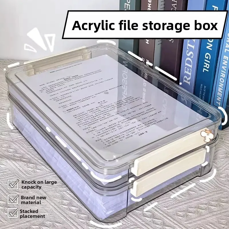 Exam paper storage and organization artifact, large capacity transparent plastic graduation certificate A4 file storage box