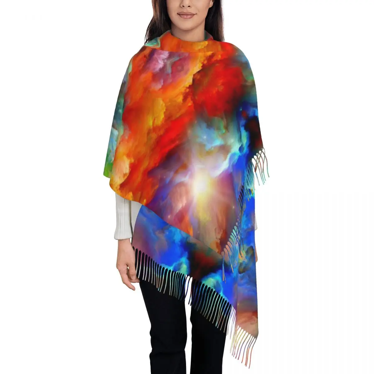 

Beautiful And Colorful Rainbow Abstract Art Women's Pashmina Shawl Wraps Fringe Scarf Long Large Scarf