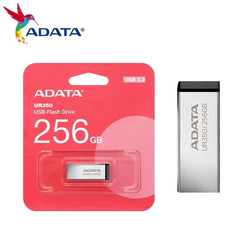 Флэш-накопитель ADATA UR350 USB3.2, 32 ГБ, 64 ГБ, 128 ГБ, 256 ГБ, металлический флэш-накопитель, скорость чтения до 100 МБ/с, флэш-накопитель USB для компьютера, ноутбука