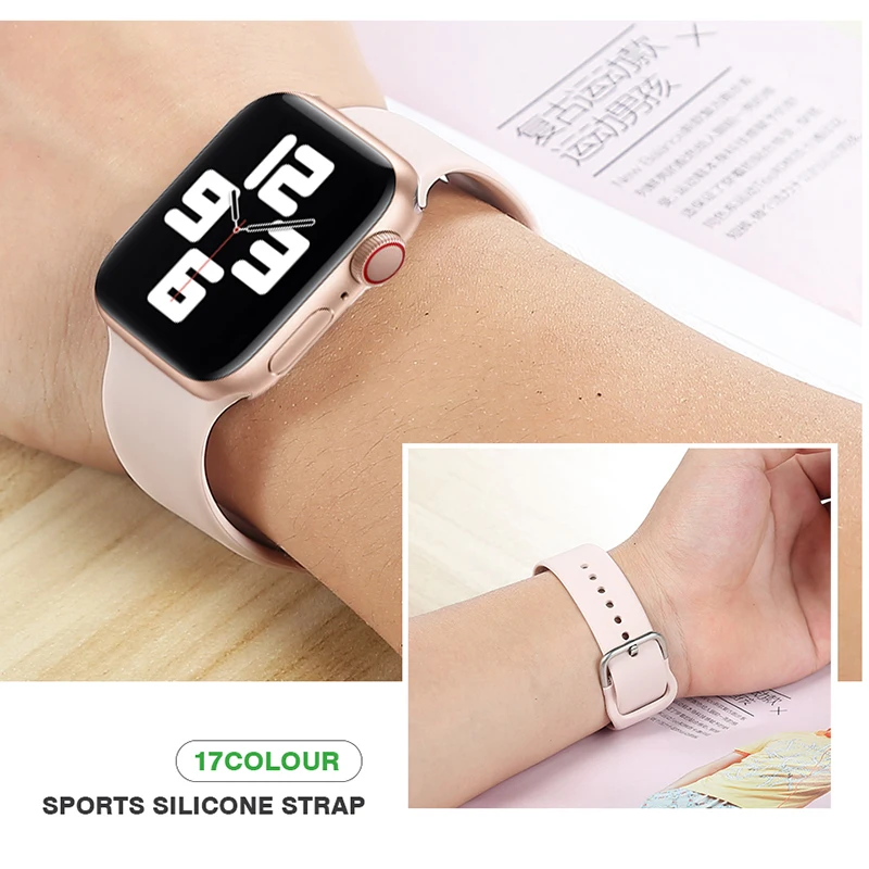 Apple 시계 용 실리콘 스트랩 44mm 40mm 38mm 42mm 44mm iwatch 팔찌 시리즈 용 교체 시계 밴드 7 6 Se 5 4 3 2 1