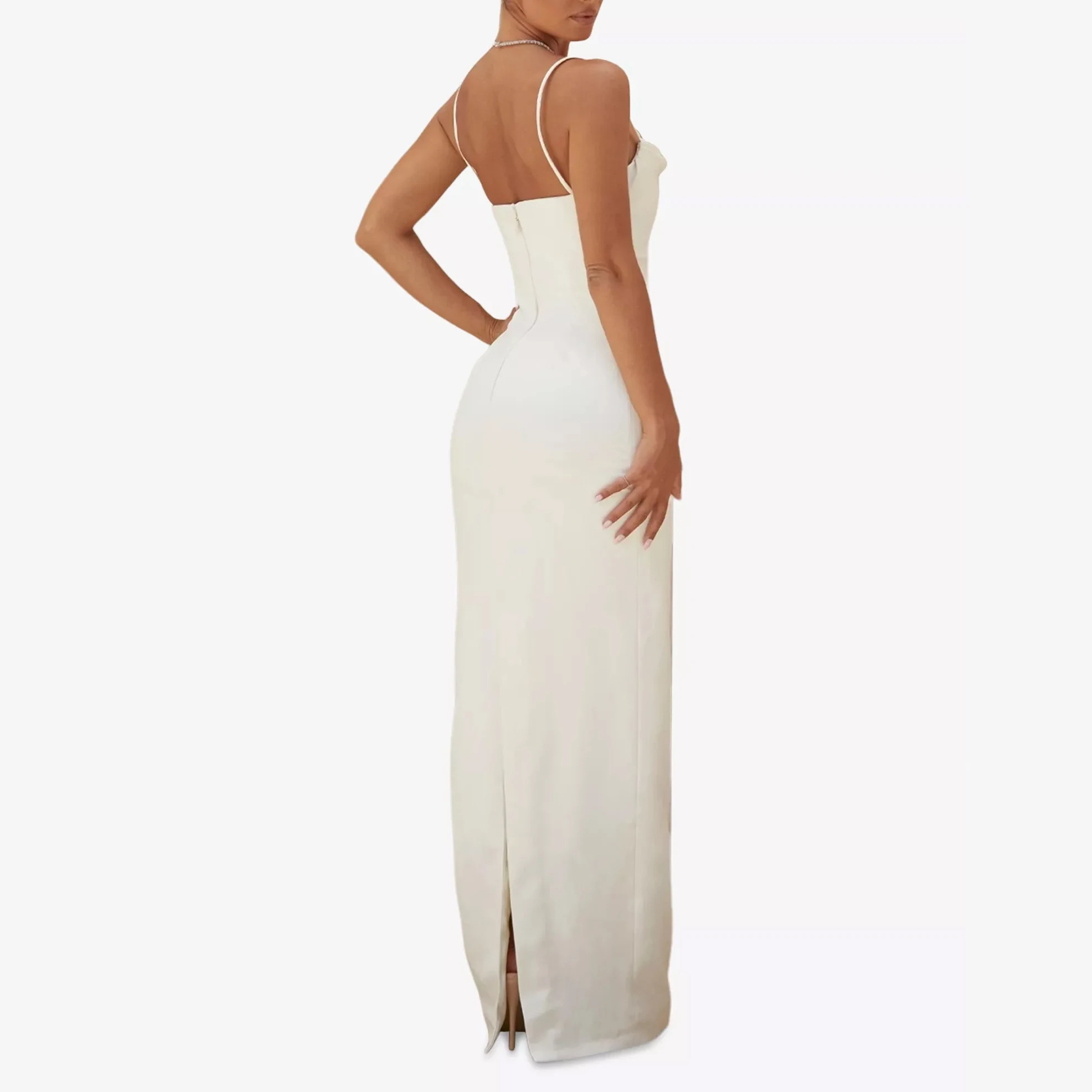 Abito da sposa classico da donna senza spalline drappeggiato slim fit in raso abito da sposa lungo formale da festa semplice ed elegante abito da sera a coda di pesce