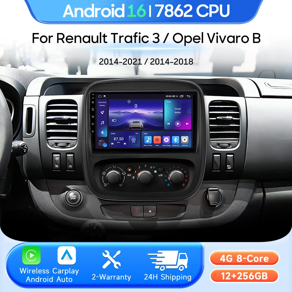 2din For Renault Trafic 3 2014 - 2021 For Opel Vivaro B 2014 -2018 Android Car Multimedia Player Carplay Auto Radio GPS Stereo