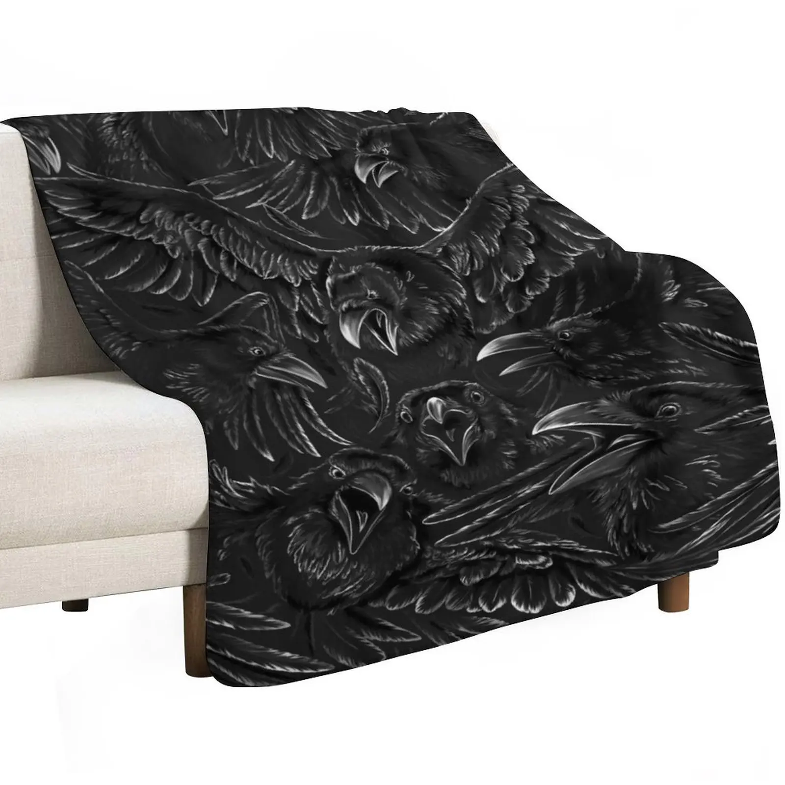 Raven Rage Throw Blanket Sofa Throw Custom blankets and throws Heavy Hairy Soft Big Blankets