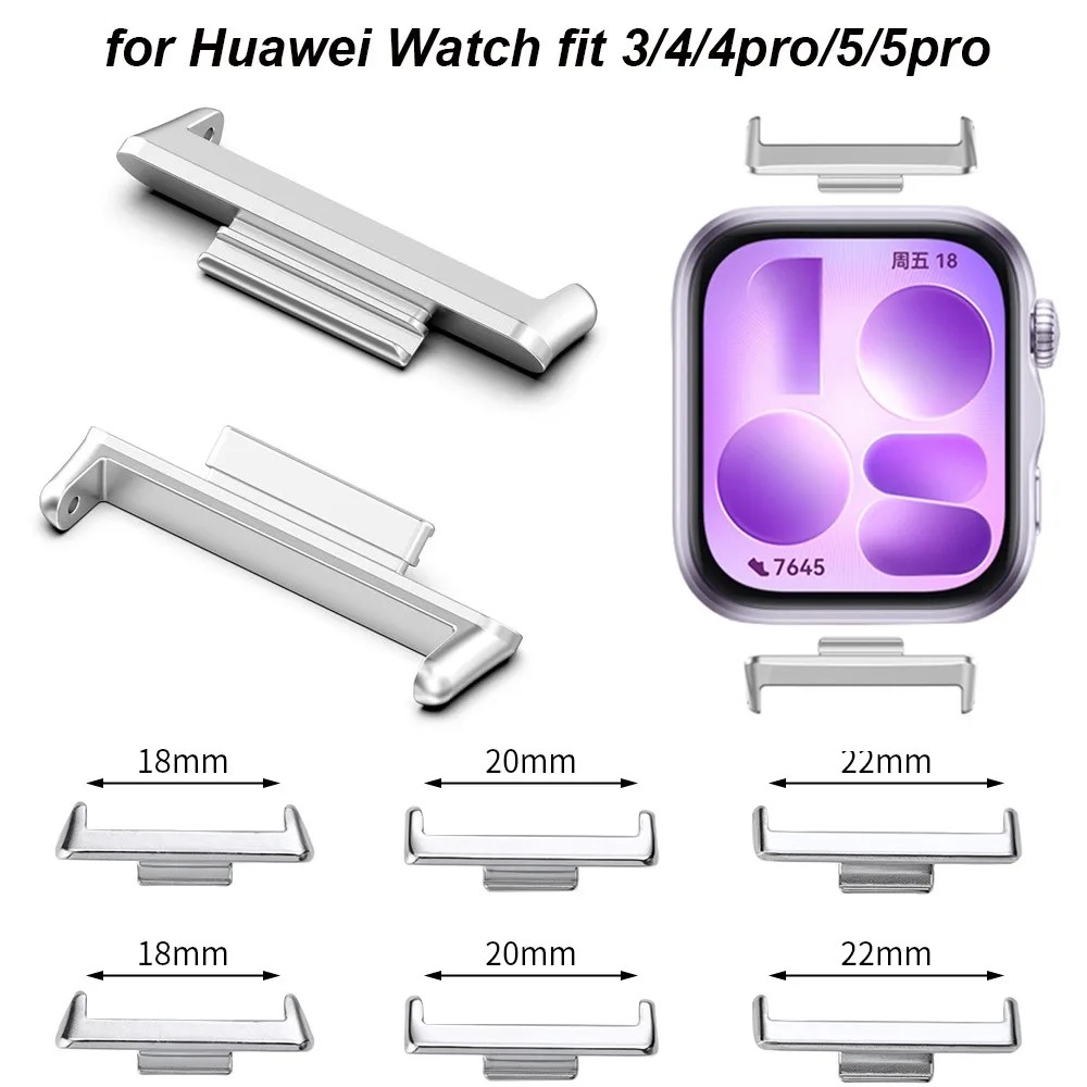 Metal Adapter For Huawei Watch Fit 4 4Pro 3 Strap Connector Stainless Steel 18/20/22mm Band width For Huawei Fit5 5pro Accessory