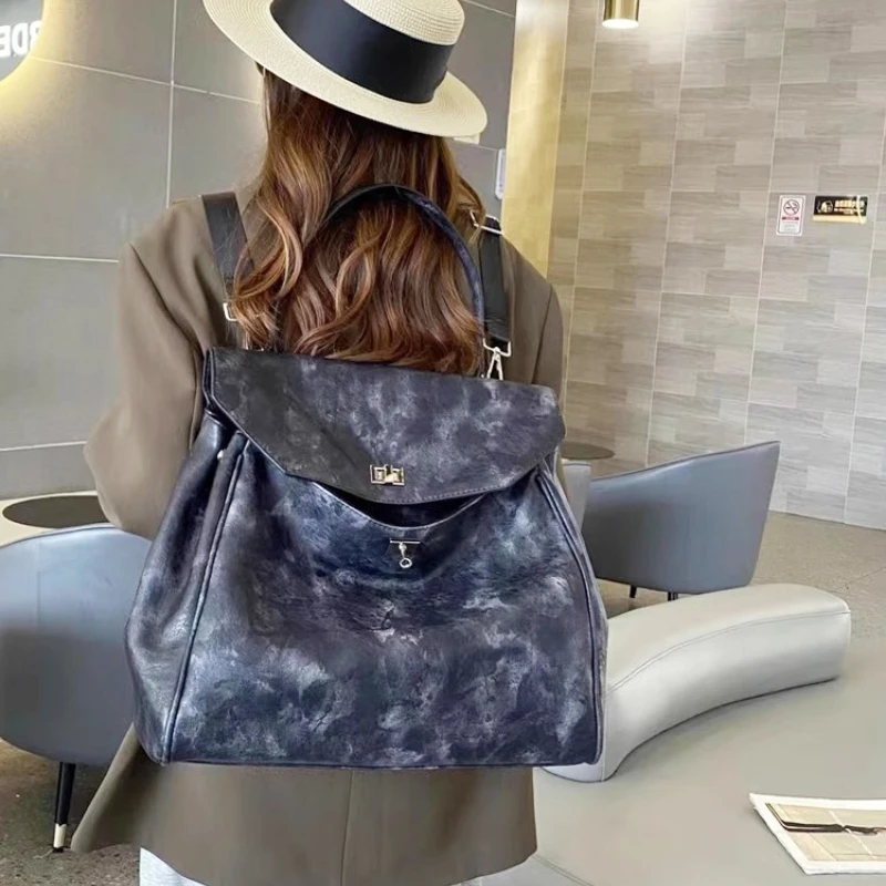 Mochilas de lujo de diseñador para mujer, bolso de mano de gran capacidad a la moda urbana, bandolera de cuero suave de alta calidad, novedad de 2025