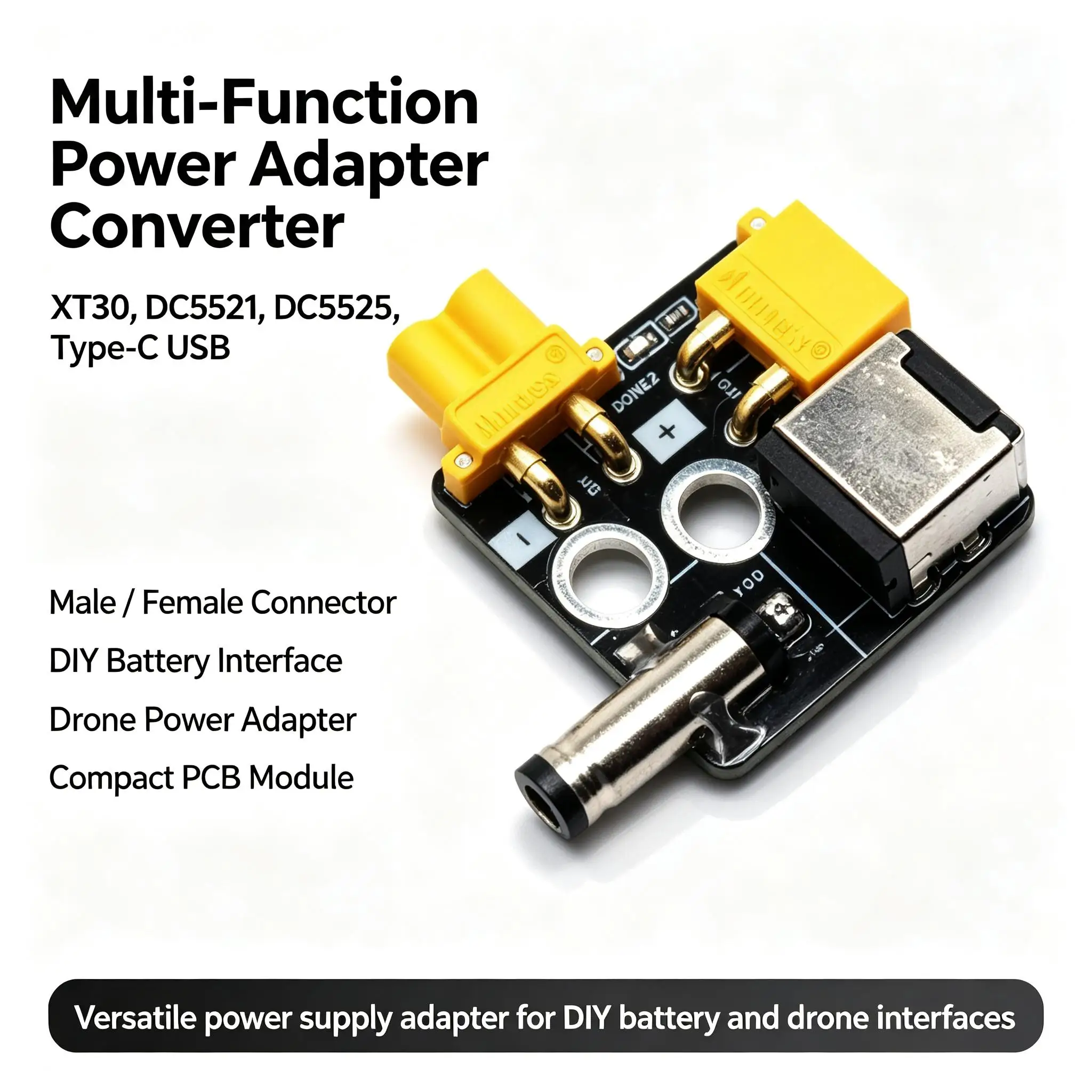 DYKB Adapter Converter MultiFunction Power supply XT30 DC5521 DC5525 TypeC USB Connector Male/Female DIY Battery/drone interface