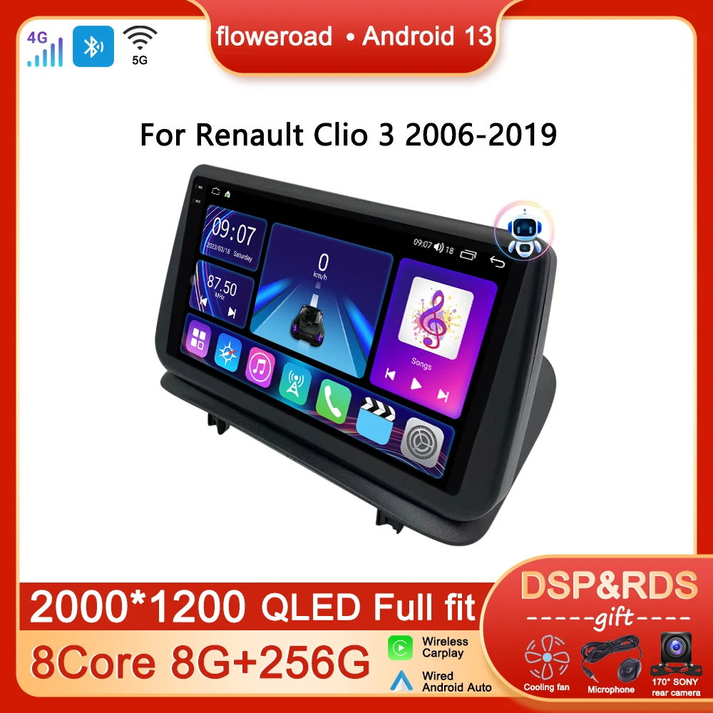 

Автомагнитола, мультимедийный плеер Android для Renault Clio 3 CLIO 2006 2007 2008-2019, навигация GPS, стерео, Carplay, Wi-Fi, головное устройство, DVD