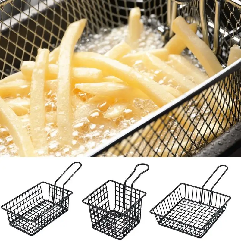

Frying Food Basket Long Handle Metal Food Fry Basket For Kitchen Anti-Scald Strainer Food Basket Kitchen Tool French Fry Basket
