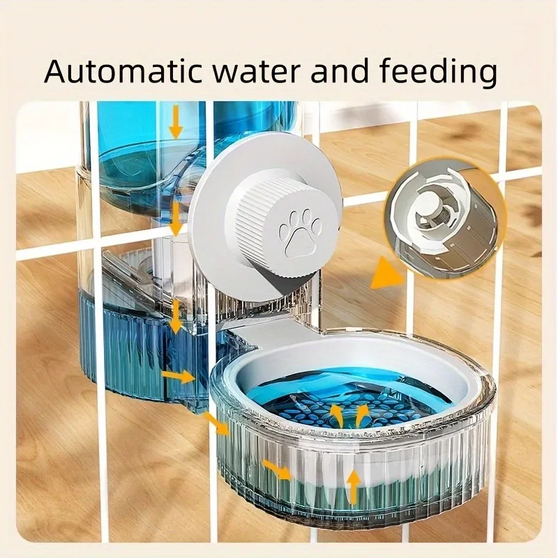 Pet Automatic Feeder and Drinker Hanging Cage Cat and Dog Bowl Gravity Feeding Drinking Set Dog Water Bottle